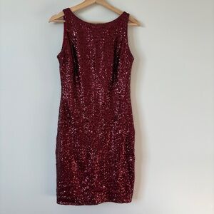 Lauren Ralph Lauren Red Sequin Evening Dress Size 8